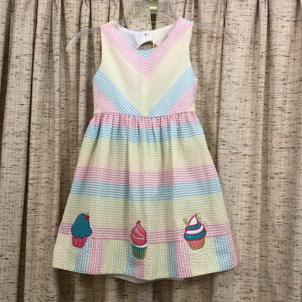 Emily Rose Pastel Stripes Seersucker Cupcake Dress